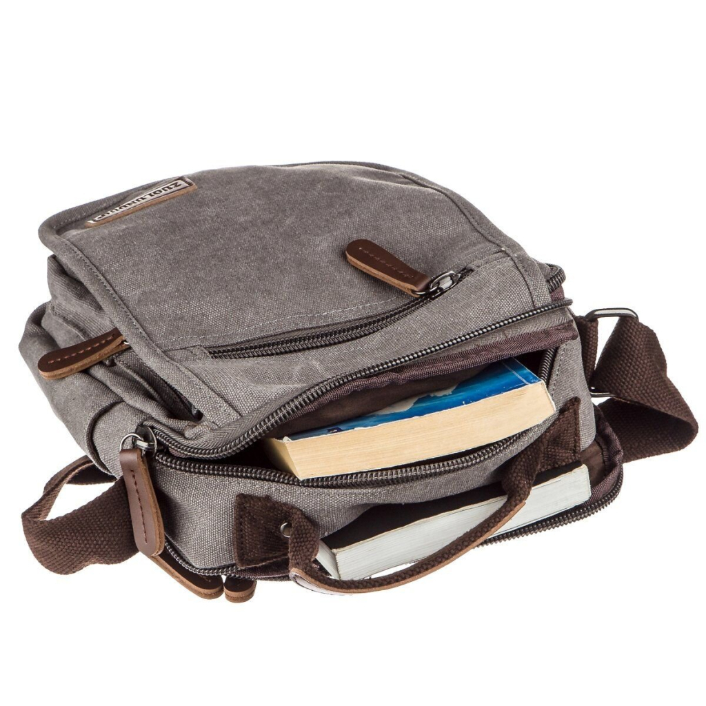 Сумка Vintage Текстильна чоловіча на два відділення Сіра (20198) - зображення 5