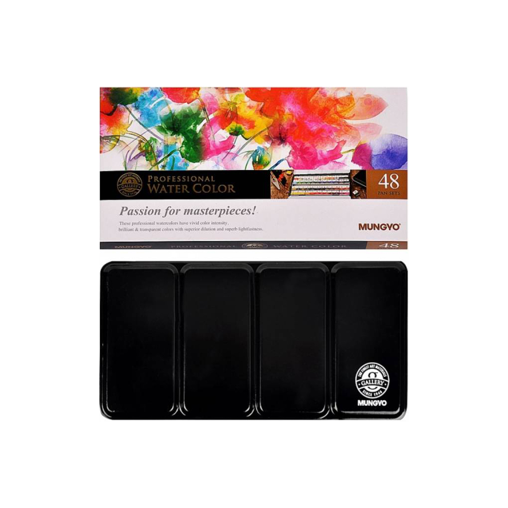 Акварельні фарби MUNGYO Gallery 48 кольорів в напівкюветах металевий пенал (8804819109488) - зображення 1