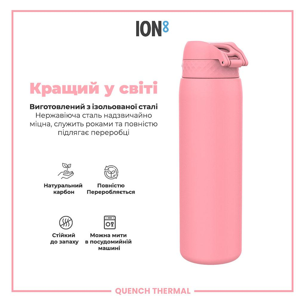 Пляшка для води ION8 OneTouch Vacuum Insulated 920 мл Rose Bloom (I8TS1000ROSEB) - зображення 6