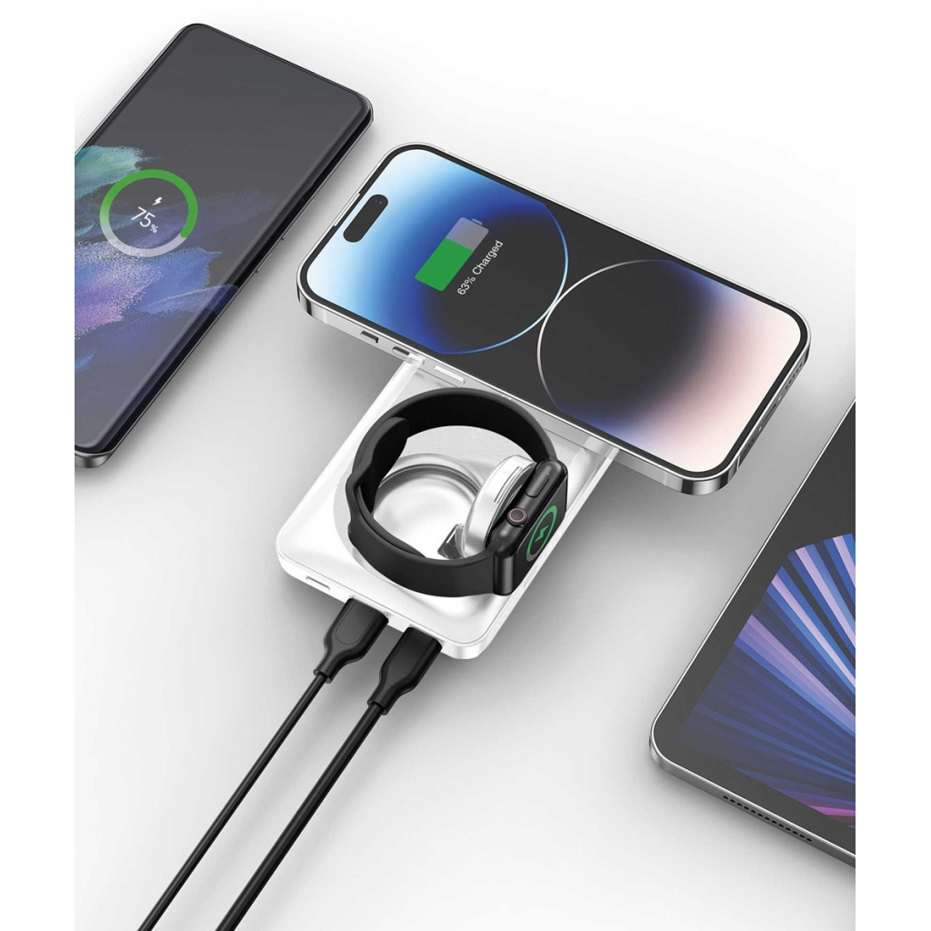 Батарея універсальна YENKEE 10000mAh, PD, 22,5W, 3in1, Qi Wireless, white (YPB 510 / 37000006) - изображение 5