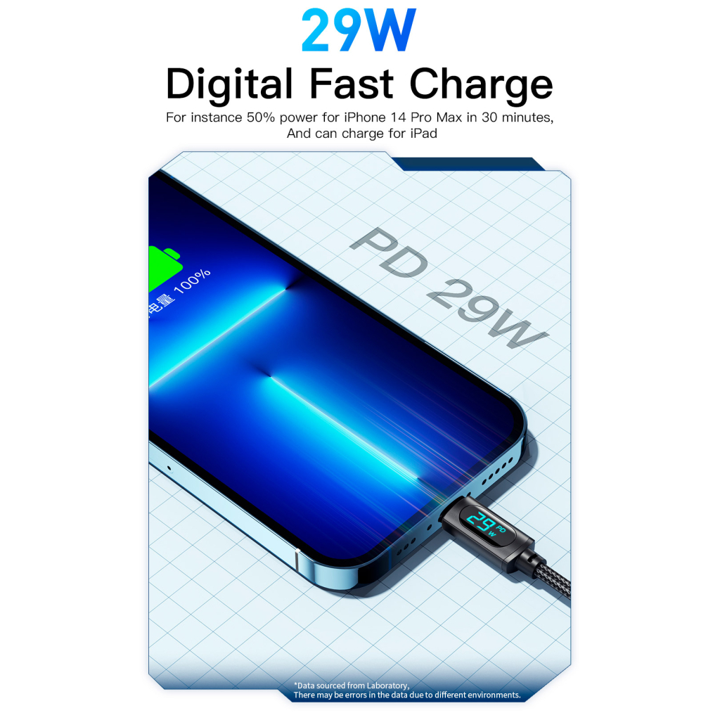 Дата кабель USB-C to Lightning 1.0m 29W LED black Essager (EXCTL-XY01-P) - зображення 9