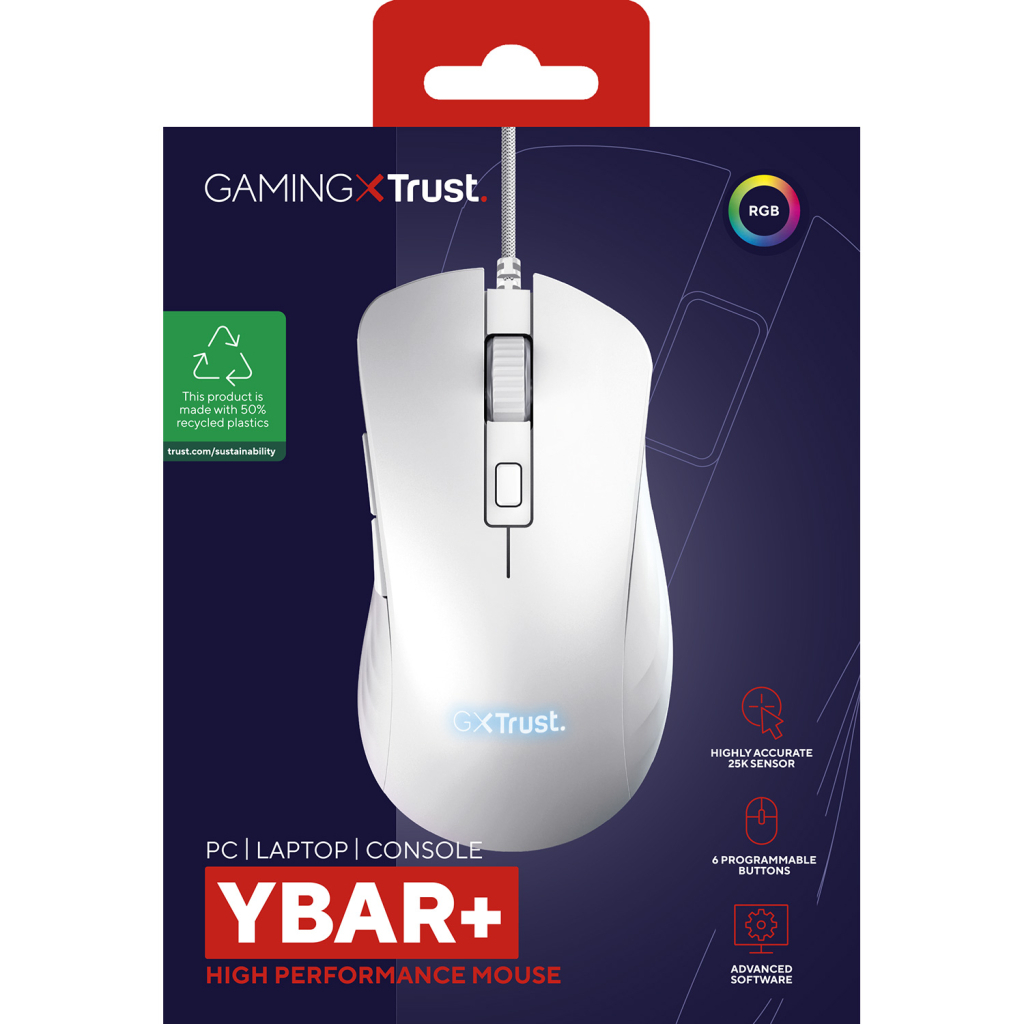 Мишка Trust GXT924 Ybar+ USB White (24891) - зображення 5