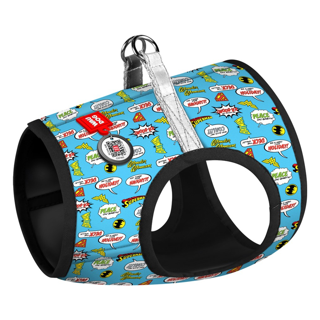 Шлея для собак WAUDOG Clothes з QR паспортом "Ліга Справедливості в блакитному" XS4 (1004-4002) - зображення 1