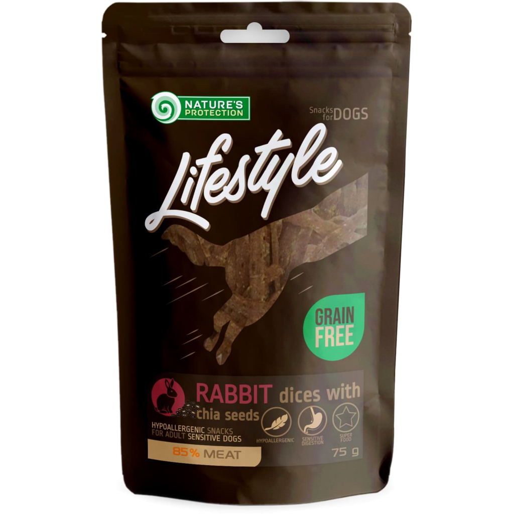 Ласощі для собак Nature's Protection Lifestyle Soft rabbit dices with chia seeds 75 г (SNK46144) - зображення 1