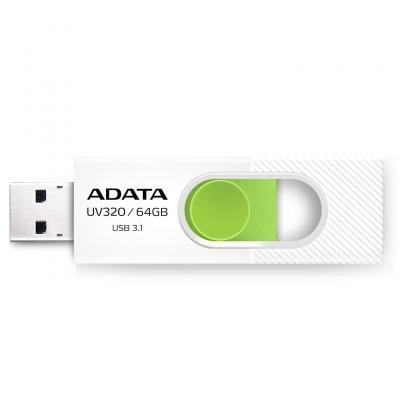 USB флеш накопичувач ADATA 64GB UV320 White/Green USB 3.1 (AUV320-64G-RWHGN) - зображення 2