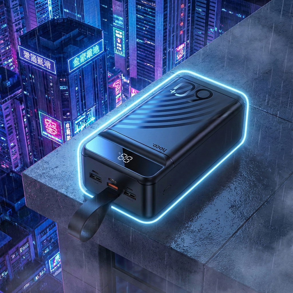 Батарея універсальна HOCO 60000mAh Element PD/20W, QC/22.5W, LED Lamp, Black (J123C / 714736) - зображення 6