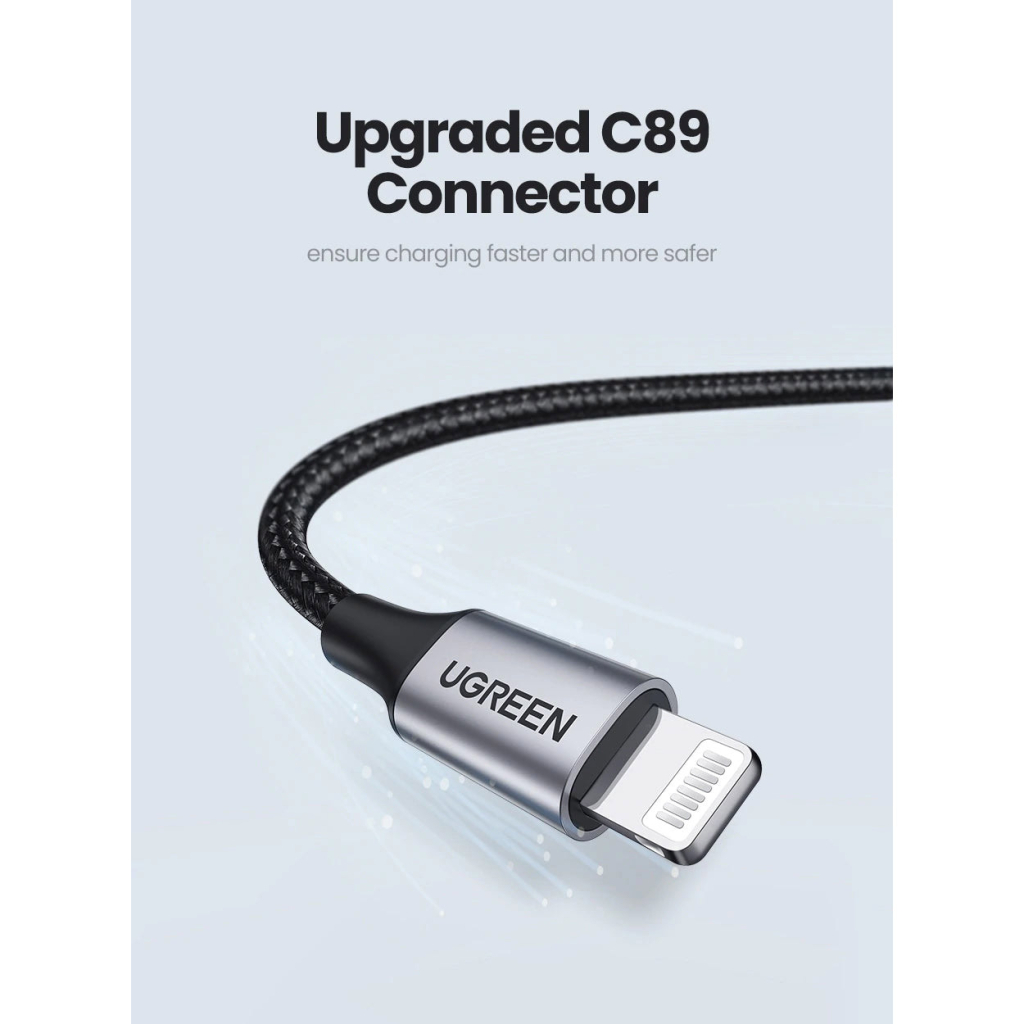 Дата кабель USB 2.0 AM to Lightning 1.0m US199 MFI Black Ugreen (US199/60156) - зображення 4