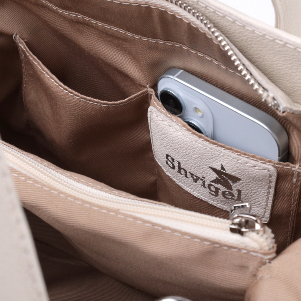 Сумка Shvigel З натуральної шкіри Бежева (22830) - зображення 8