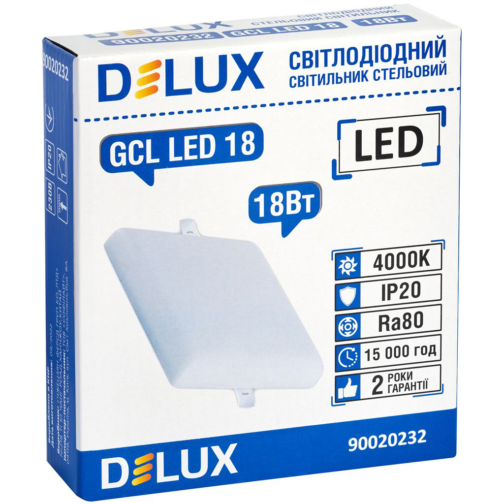 Світильник Delux LED 18_4000К 18Вт 230В SQUARE (90020232) - зображення 2