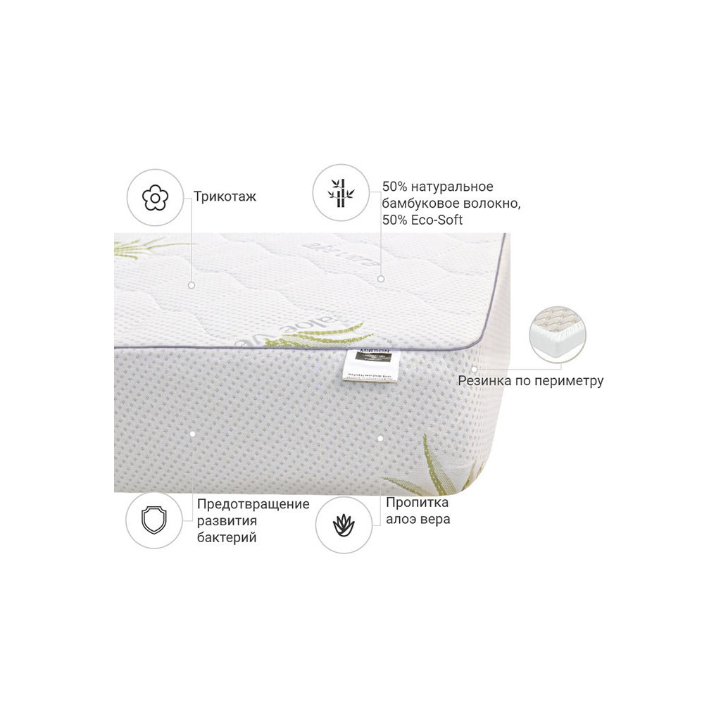 Наматрацник MirSon №1028 Alberto Bamboo Aloe Vera 100х200 см (2200001503045) - зображення 3