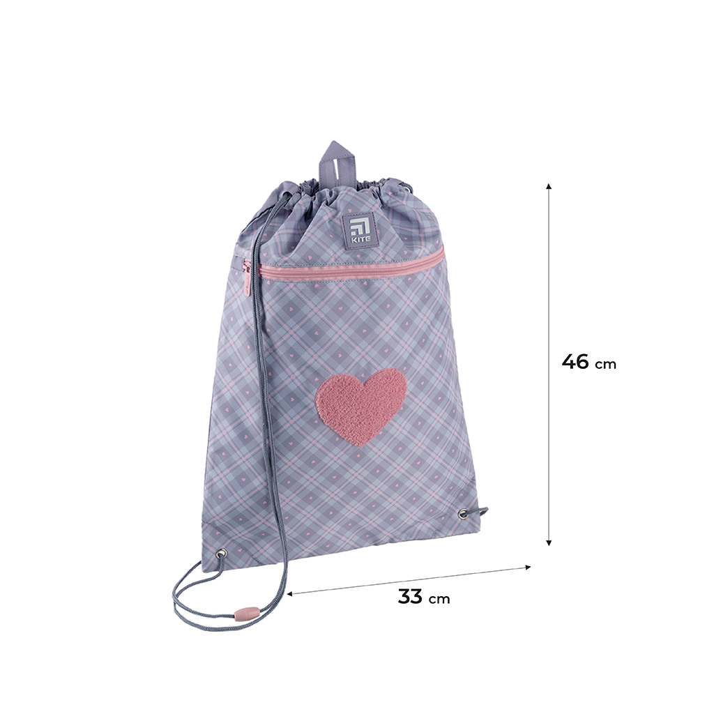 Сумка для взуття Kite Fluffy Heart Сіра (K24-601M-23) - зображення 2