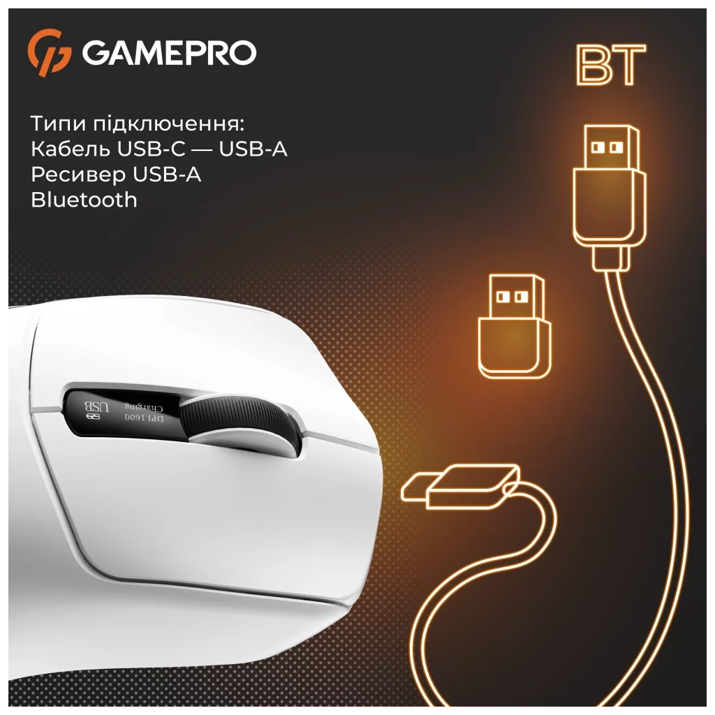 Мишка GamePro Genesis Ranker Wireless/Bluetooth/USB White (GM012W) - зображення 2