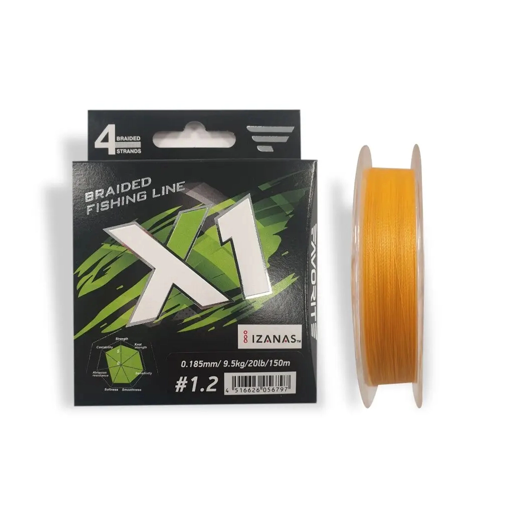 Шнур Favorite X1 PE 4x 150m 1.2/0.185mm 20lb/9.5kg Orange (1693.11.21) - зображення 1