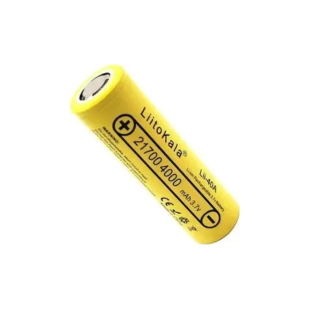 Акумулятор Liitokala 21700 4000mah, 25A, 3.7V(2.5-4.2V), Yellow (Lii-40A-N(Nickel) / 35883) - зображення 1