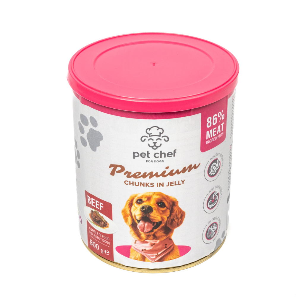 Вологий корм для собак Pet Chef З яловичиною 800 г (4820255193632) - зображення 1