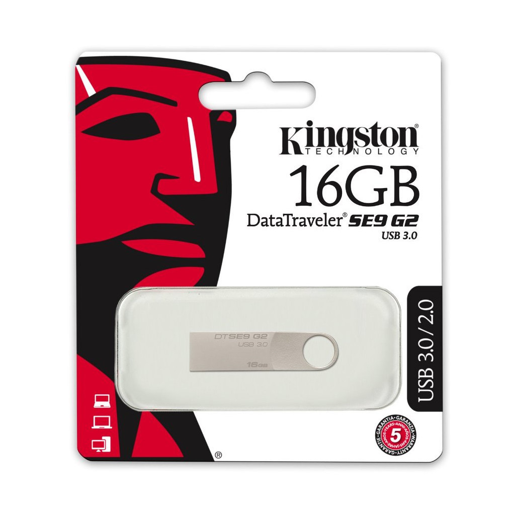 USB флеш накопичувач Kingston 16GB DataTraveler SE9 G2 Metal Silver USB 3.0 (DTSE9G2/16GB) - зображення 4