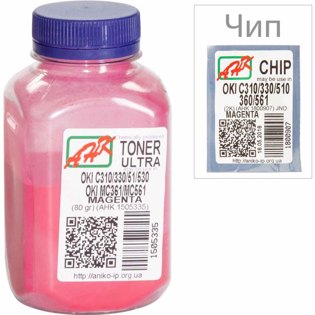 Тонер AHK OKI C310/330/510, 80г Magenta + chip (1505339) - зображення 1