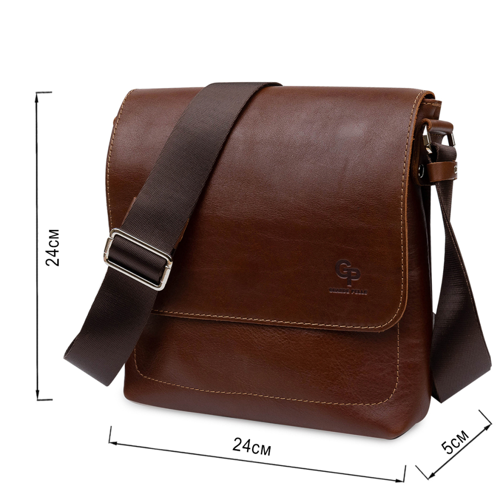 Сумка Grande Pelle Шкіряна чоловіча через плече Коричнева (11567) - зображення 3