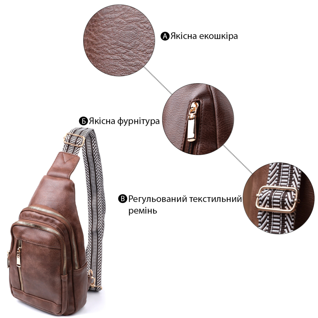 Сумка Vintage З екошкіри Коричнева (22747) - зображення 4