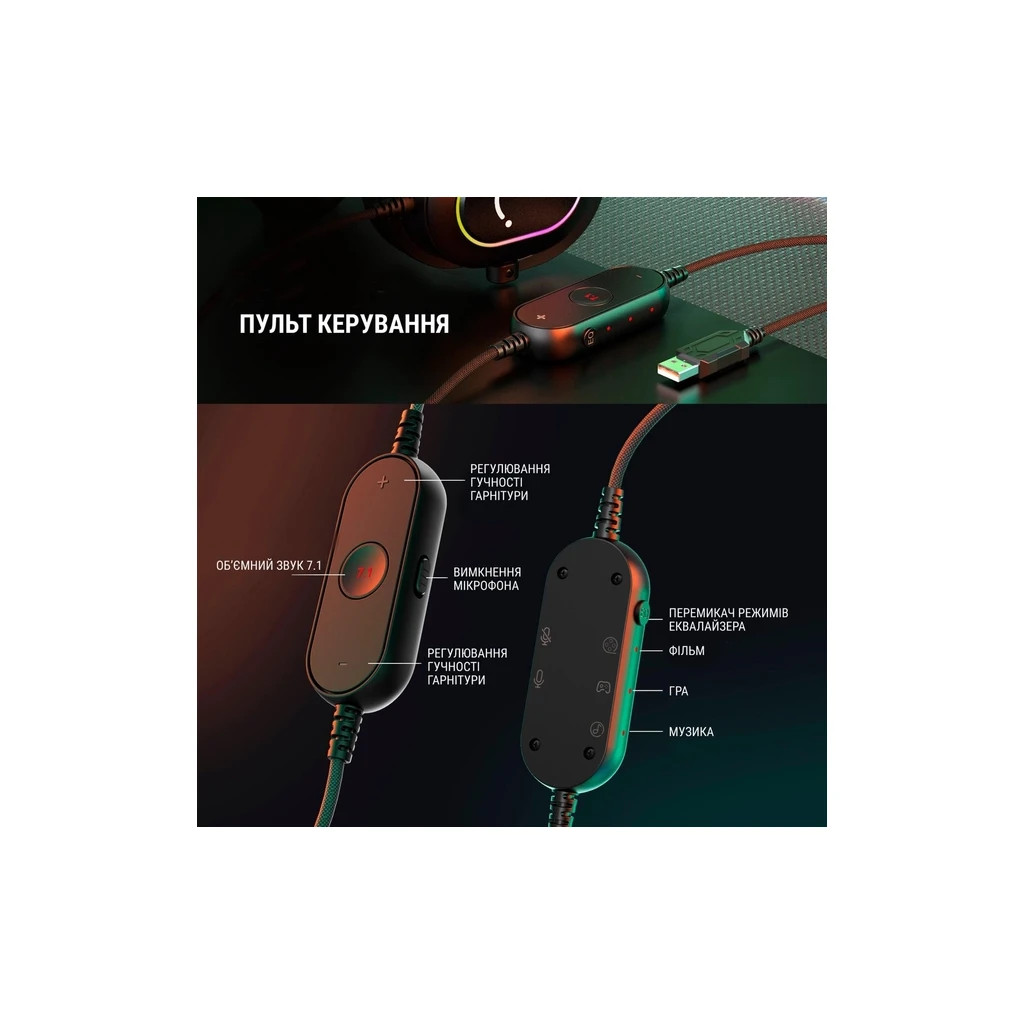Навушники Fifine H6 RGB 7.1 Black (H6) - зображення 7
