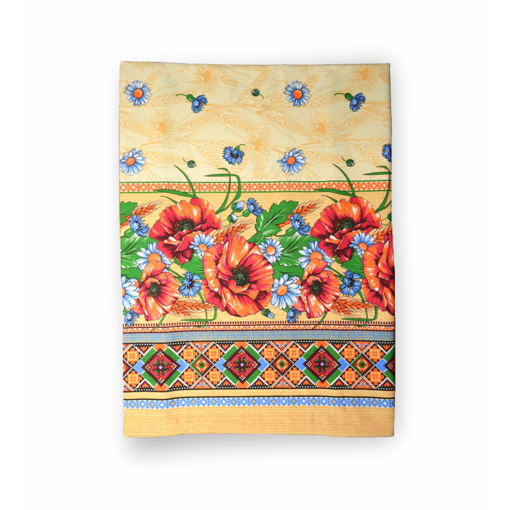 Скатертина Home Line рогожка Маки та ромашки, 150х150 см (129093) - зображення 1