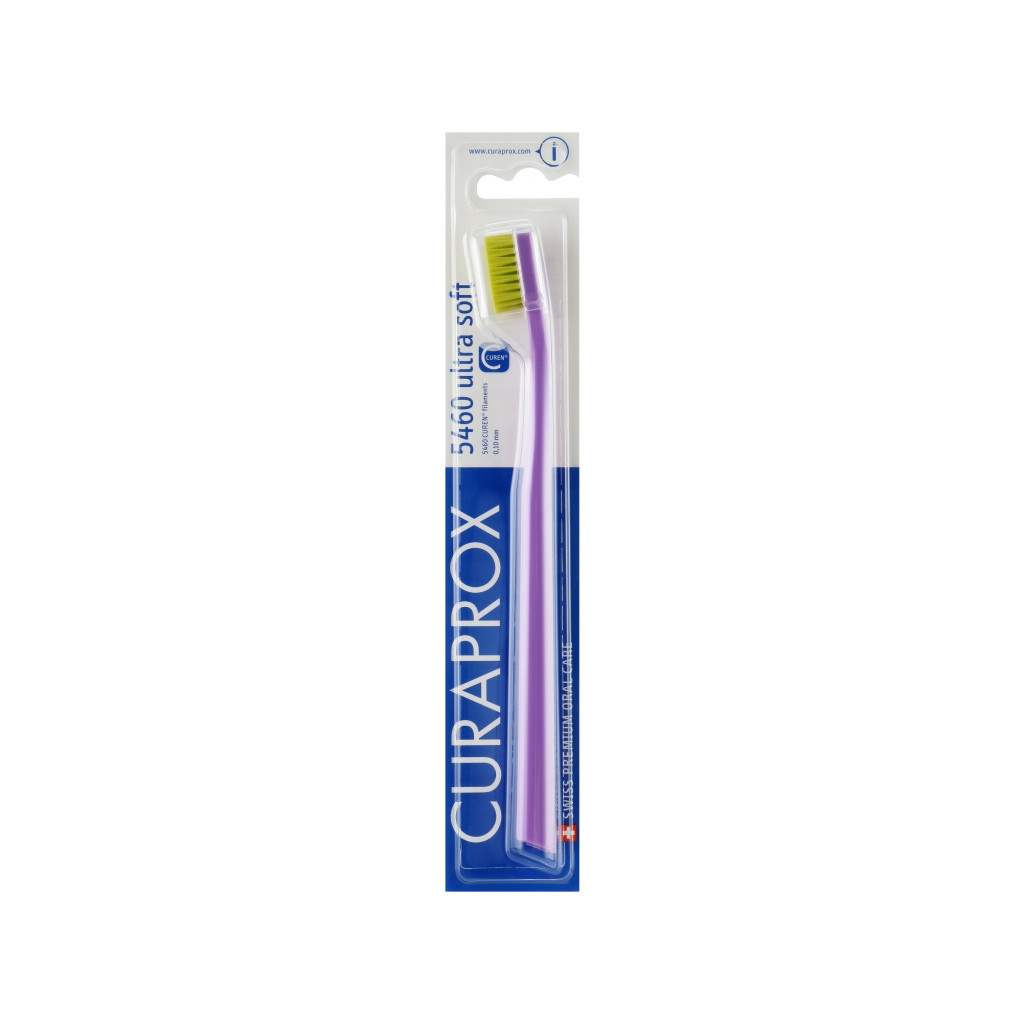 Зубна щітка Curaprox CS 5460 Ultra Soft Ультрам'яка D 0.10 мм Лілова із салатовою щетиною (CS 5460-14) - зображення 1