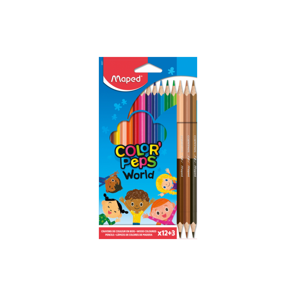 Олівці кольорові Maped Color Peps Classic 12 шт + 3 шт двосторонні Duo (MP.832071) - зображення 1