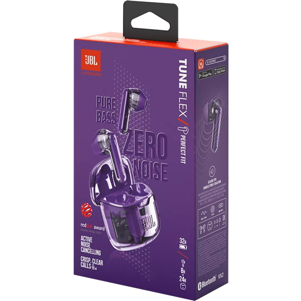 Навушники JBL Tune Flex Ghost Edition Purple (JBLTFLEXGPUR) - зображення 11
