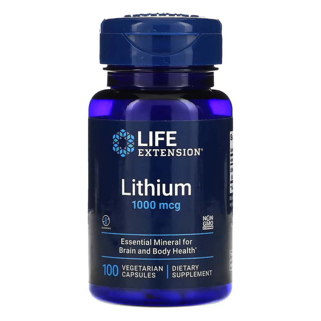 Мінерали Life Extension Літій, 1000 мкг, Lithium, 100 вегетаріанських капсул (LEX-24031) - зображення 1