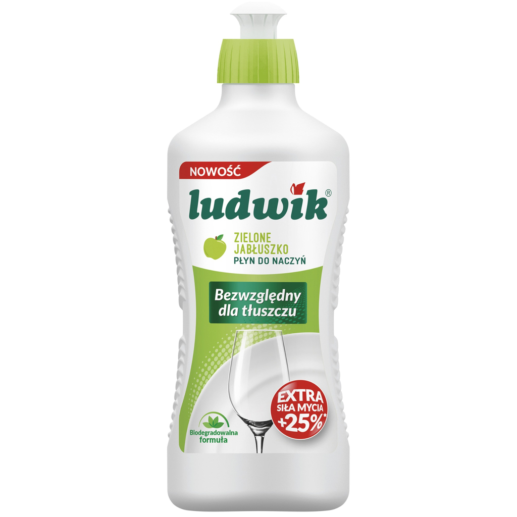 Засіб для ручного миття посуду Ludwik Зелене яблуко 450 г (5900498028119) - зображення 1