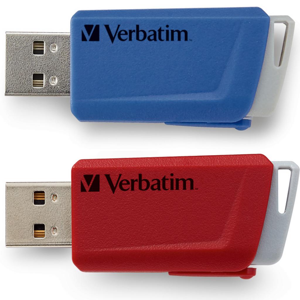 USB флеш накопичувач Verbatim 2x32GB Store 'n' Click Red/Blue USB 3.2 (49308) - зображення 1