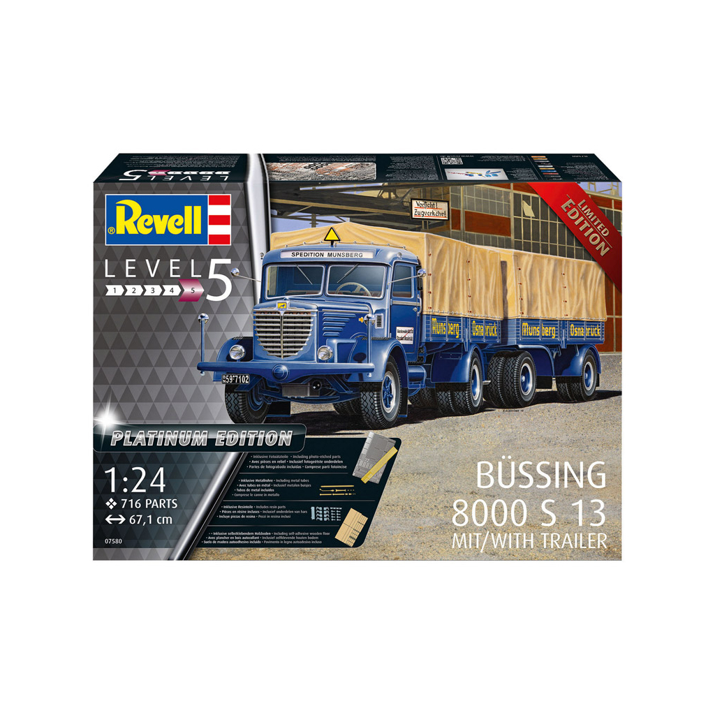 Збірна модель Revell Вантажна машина Büssing 8000 S13 з причепом рівень 5 масштаб 1:24 (RVL-07580) - зображення 12