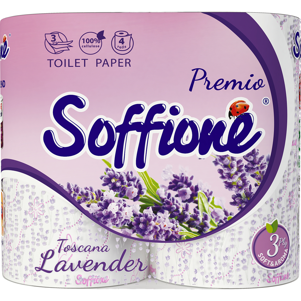 Туалетний папір Soffione Premio Toscana Lavender 3 шари 4 рулони (4820003833964) - зображення 1