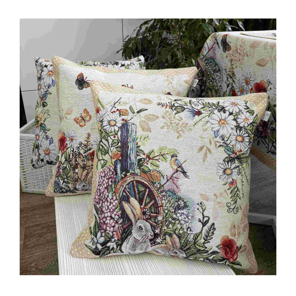 Наволочка Прованс декоративна гобеленова Alicia 45х45 Колесо і кролики (4823093430525) - зображення 2
