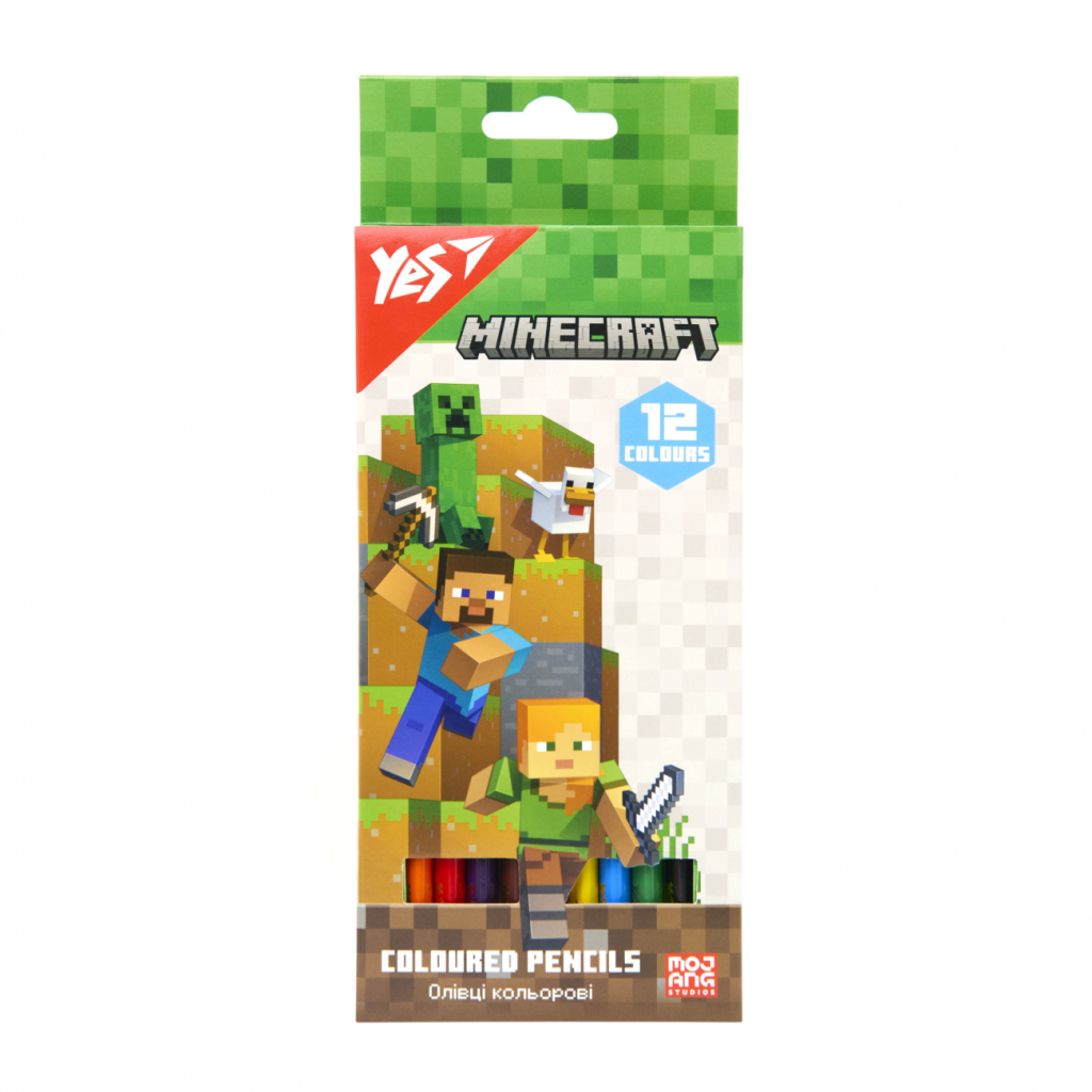 Олівці кольорові Yes Minecraft 12 кольорів (290760) - изображение 1