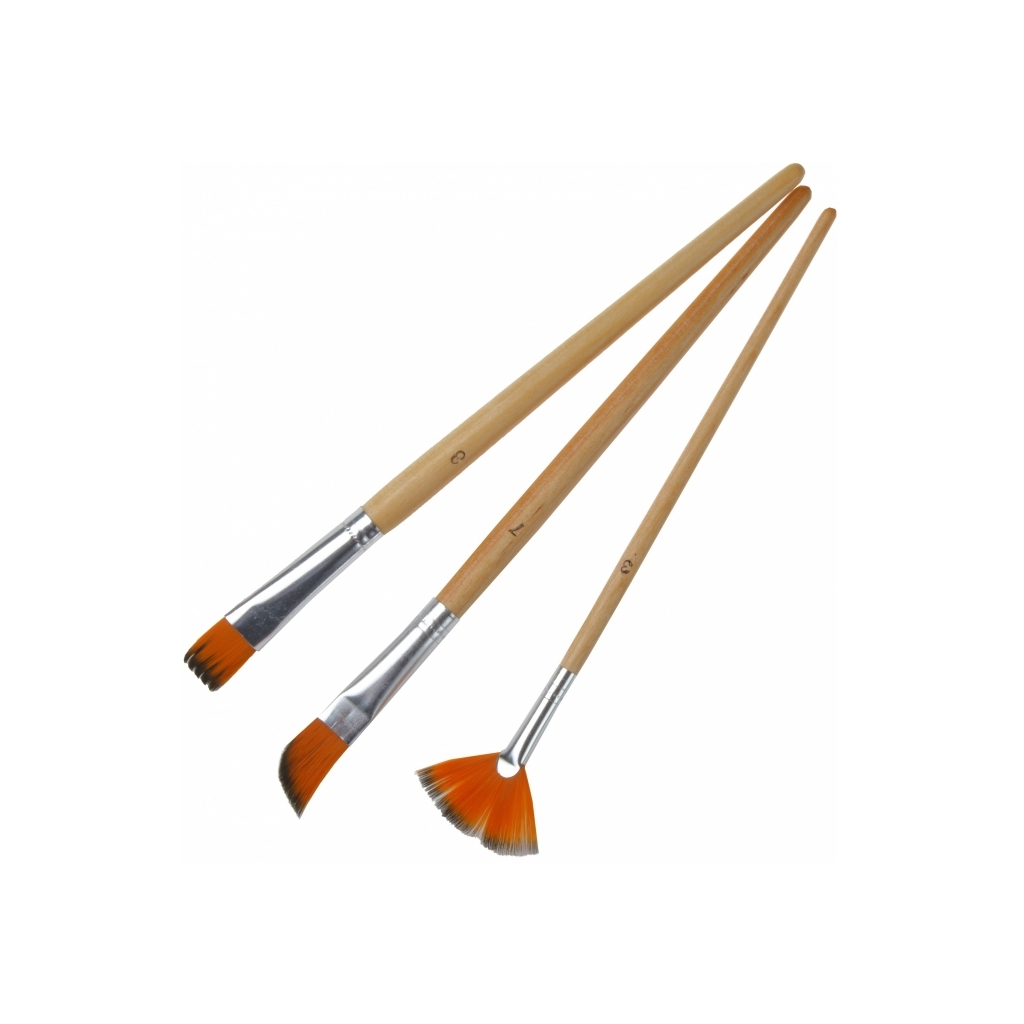 Пензлик для малювання Maxi набір ворс нейлон (№ 3 віялова, 7 півмісяцем, 8 хвиляста) (MX60830) - зображення 2