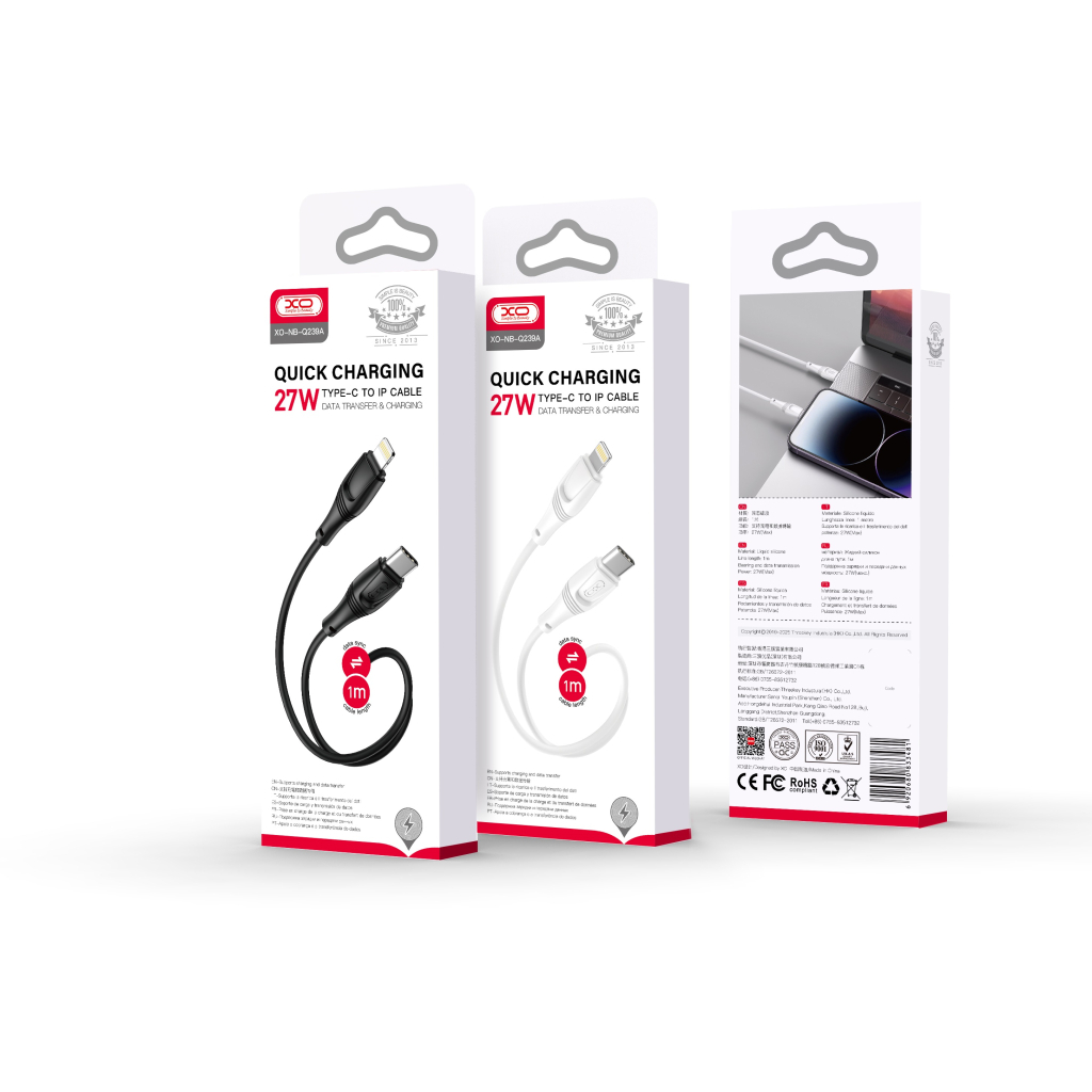 Дата кабель USB-C to Lightning 1.0m 27W High Elastic Zeus XO (NBQ239A_White) - зображення 4
