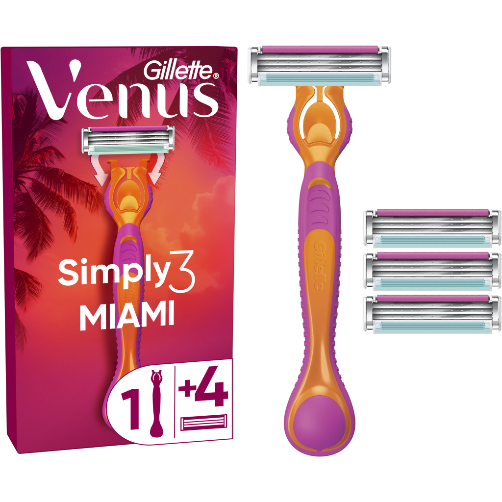 Бритва Gillette Simply Venus 3 Miami з 4 змінними картриджами (8700216878333) - изображение 2