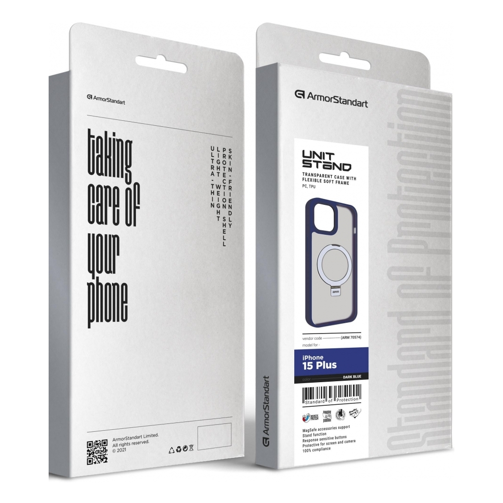 Чохол до мобільного телефона Armorstandart Unit Stand Apple iPhone 15 Plus Dark Blue (ARM70574) - зображення 2