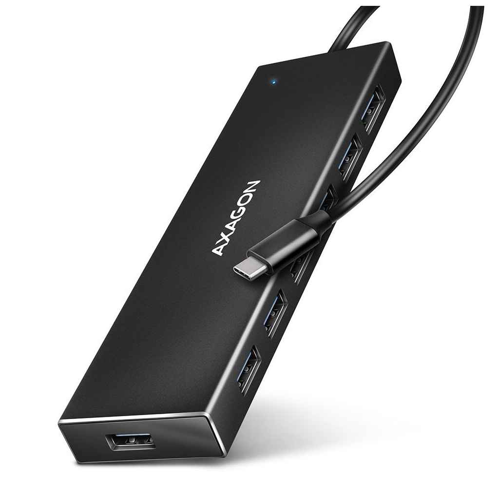 Концентратор AXAGON USB-C to 7xUSB 3.0 black (HUE-F7C) - зображення 1