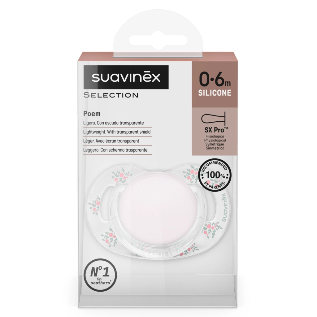 Пустушка Suavinex Poetry фізіологічна, 0-6 місяців, світло-рожева з малюнком (308929) - зображення 3