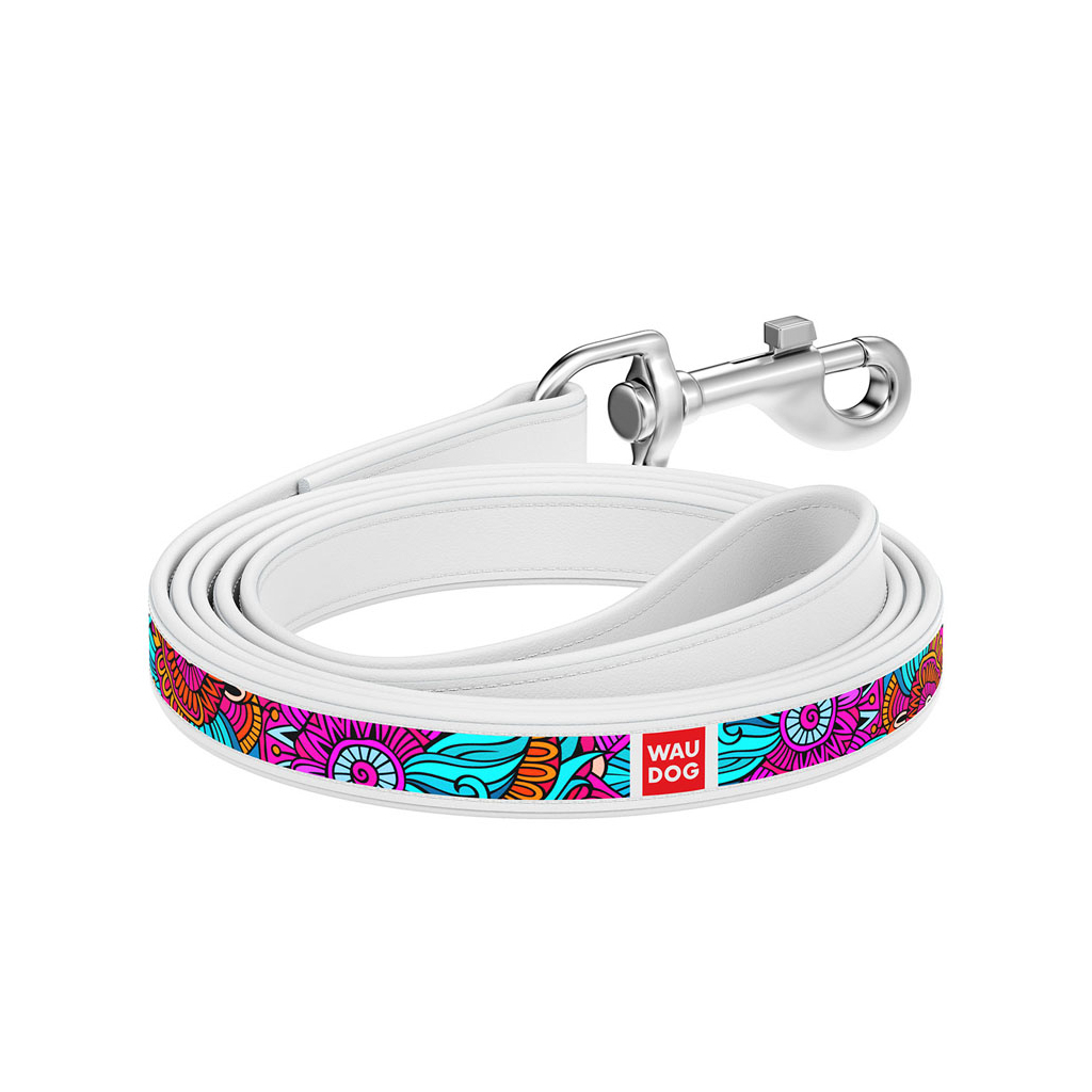 Повідець для собак WAUDOG Design "Літо" S-M Ш 18 мм Д 122 см білий (378415) - зображення 1