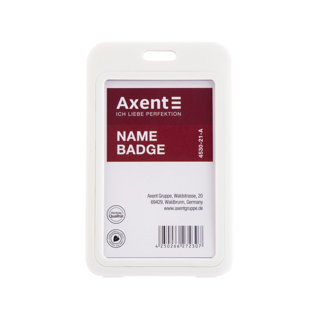 Бейдж Axent вертикальний, PP, 50х85мм, білий (4530-21-A) - зображення 1