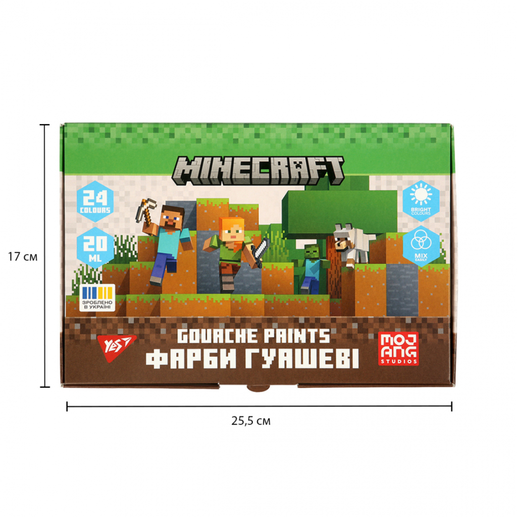 Гуашеві фарби Yes Minecraft 24 кольорів по 20 мл (230409) - изображение 6
