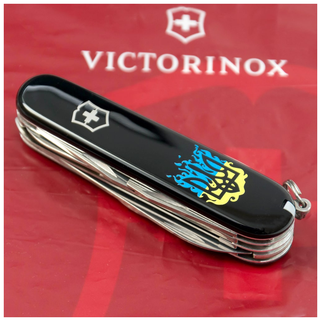 Ніж Victorinox Huntsman Ukraine Black "Вогняний Тризуб" (1.3713.3_T0316u) - изображение 2