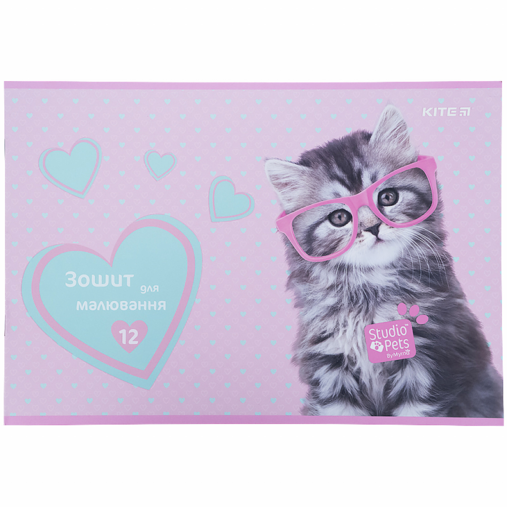 Альбом для малювання Kite Studio Pets скоба 12 аркушів 4 дизайни (SP21-241) - зображення 3