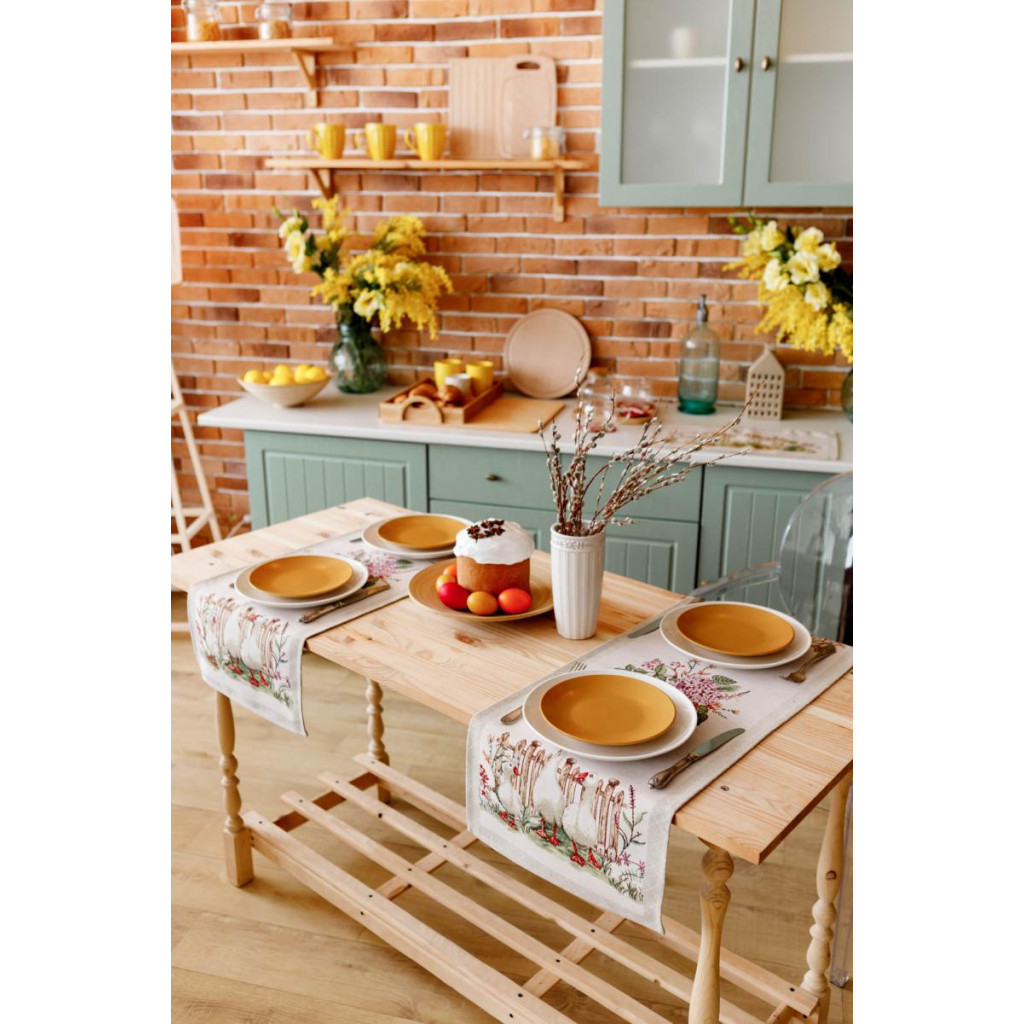 Доріжка на стіл Прованс гобеленова Велекодня Гуси 35х100 см (034161) - зображення 6