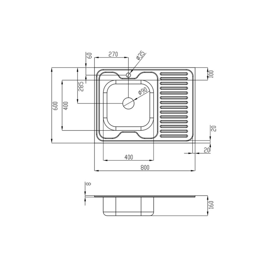 Мийка кухонна Kroner Dekor-6080L 06160 (CV022814) - зображення 2