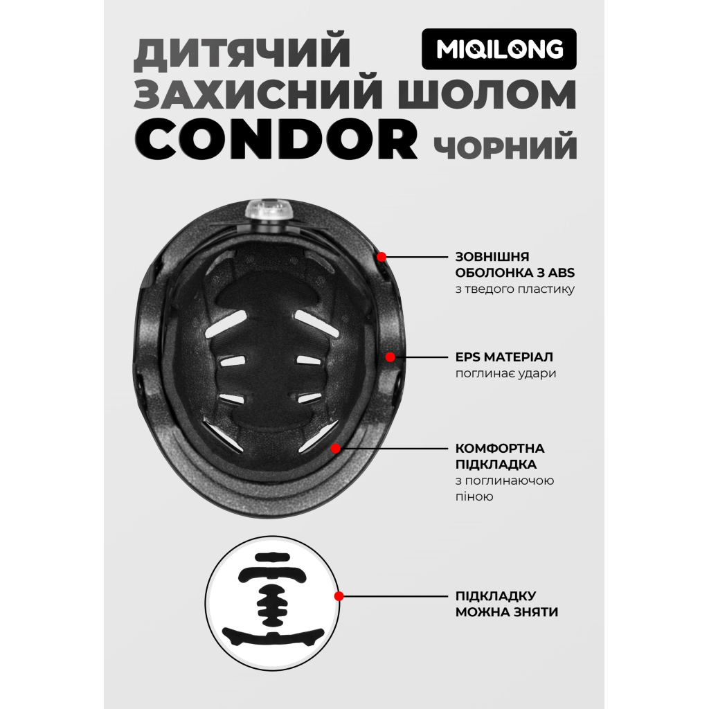 Шолом Miqilong Condor чорний (CONDOR-M-BLACK) - зображення 12