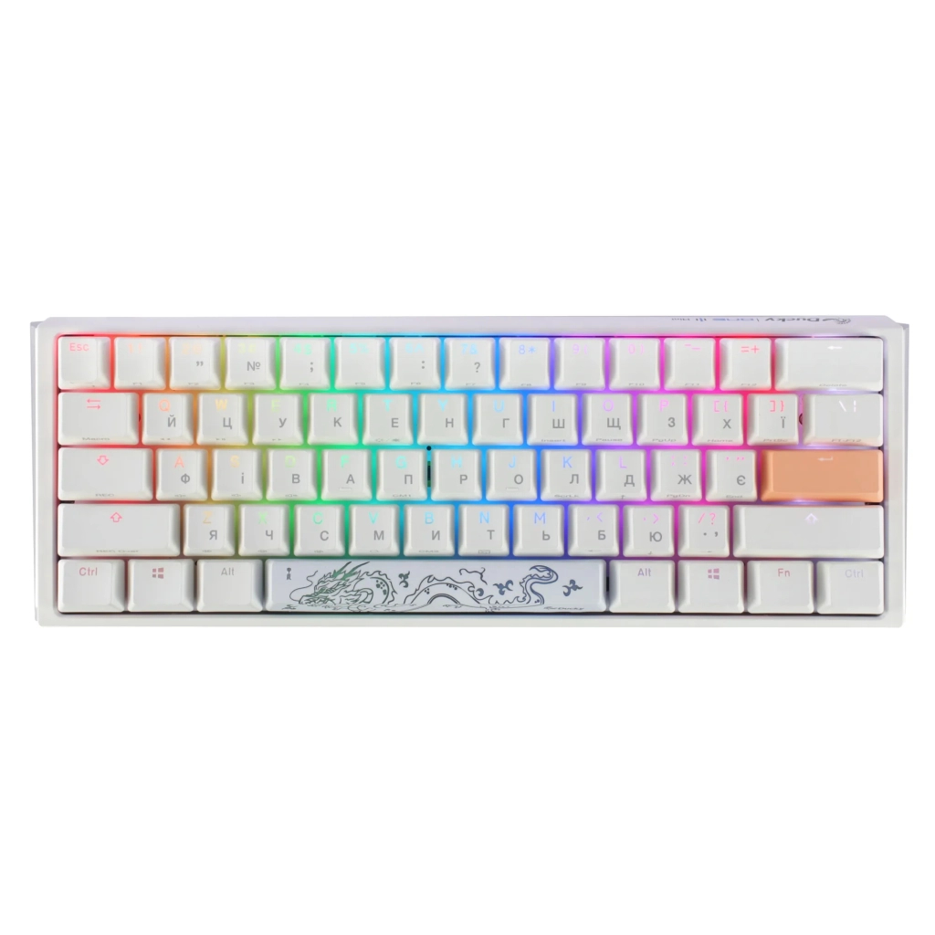 Клавіатура Ducky One 3 Mini Cherry MX Red RGB UA USB White (DKON2161ST-RUAPXPWWWSC1) - зображення 1